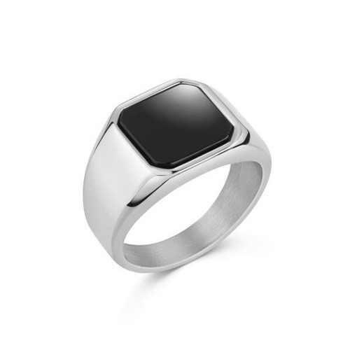 Uomo anello argento - onice, nero