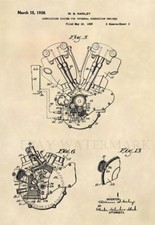 Harley Davidson Knucklehead Engine US Patent Art Print - Ufficiale Knuck 350