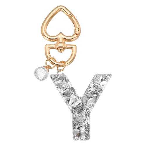 Initial car keychain silver - y,