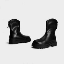 Stivali Scarpe Anfibi Donna Comodi Bassi Nero Dopo Sci Pelle Sintetica 40613