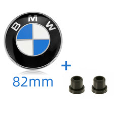 Per BMW anteriore cofano emblema logo 74 mm/82 mm + 2 x anello in gomma distintivo