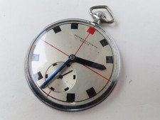 RECORD NICKLE PLATED ART DECO POCKET WATCH 1930 - 47mm