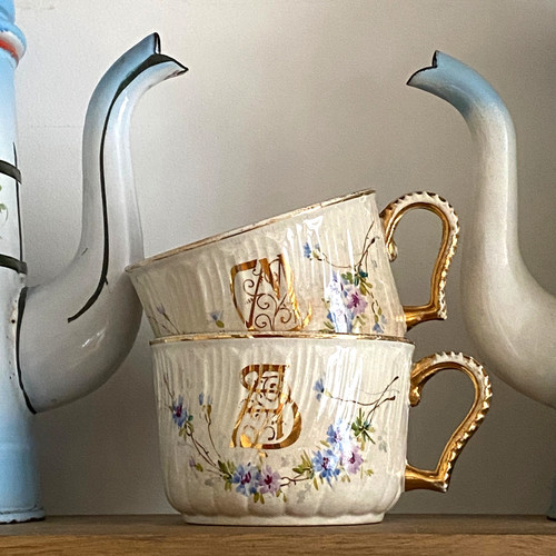 Ancien paire tasses thé - ancien,