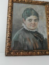 antico dipinto fine 800 primi 900.  ritratto di donna. in cornice e vetro coevi