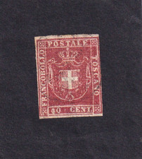 17752-ANTICHI STATI, TOSCANA, FRANCOBOLLO USATO DA 40 CENT. (STEMMA DI SAVOIA)
