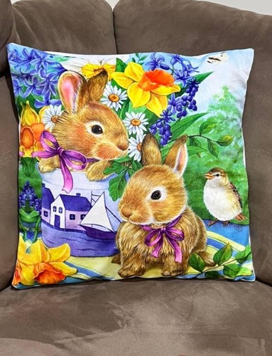 Cuscino con coniglietti pasqua - cuscino,