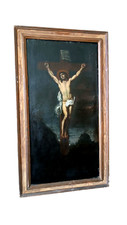 Dipinto antico olio su tela ,cristo crocifisso ,XVII secolo italia