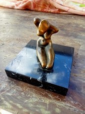 Scultura In Bronzo Con Base In Marmo