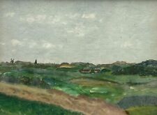Quadro a Olio Impressionista Anonimo Larghezza Paesaggio D'Estate Con Mulino