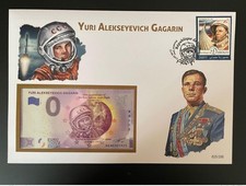 Euro Souvenir banknote Cover Djibouti Youri Yuri Gagarine Gagarin Espace Bloc