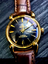 Raro Orologio Manuale Uomo Svizzero Roamer Brevete Oro Nero Brw ⌚