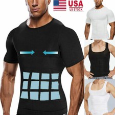 T-shirt uomo compressione body shaper estiva rinfrescante canotta dimagrante palestra US
