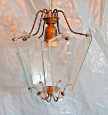 antico lampione lampadario in ottone con cristalli per veranda portico o rustico