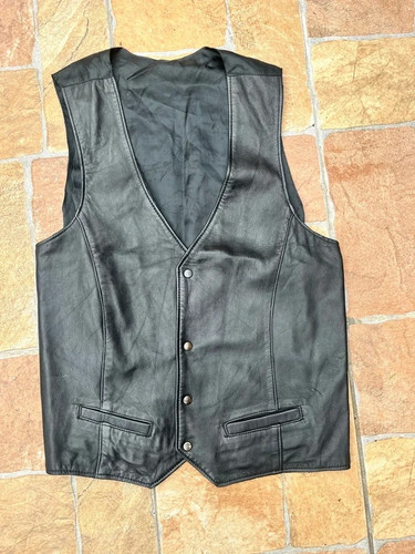 Gilet pelle nera - gilet, v