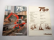 2x Brochure Poclain 75P escavatore mobile dati tecnici anni 80