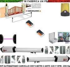 KIT AUTOMATISMO CANCELLO BATTENTE 5 MT 2 ANTE CED 2 MOTORI 220 V 2 RAD FOTO FARO