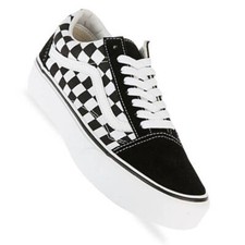 Vans Old Skool Platform scacchiera sneaker da donna nere bianche plateau a scacchi