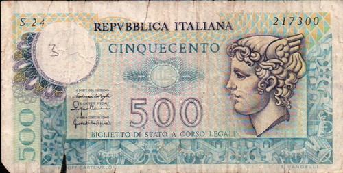 Banconota 500 lire - lire, 1976