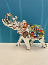 Elefante Lusso Grande 23cm - Vetro Murano & Argento Elettroformato - Murrine