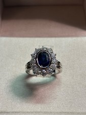 Anello Zaffiro e Brillanti ct. 1.10 - oro bianco 18k