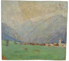Paesaggio alpino dipinto olio - paesaggio,