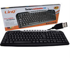 TASTIERA PER PC USB DESKTOP 108 TASTI + 9 MULTIMEDIALI CON FILO LINQ K3