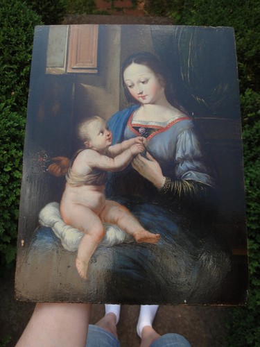 Quadro antico madonna - madonna, con