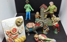 STATUINE PRESEPE LOTTO PASTORE NAPOLETANO DIORAMA CARTAPESTA GESSO MISTO ITALY