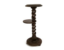 Piedistallo in legno intagliato torsione orzo aperto supporto piante due livelli tavolino bellissimo