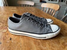 DONNA CONVERSE ALL STAR PELLE GRIGIO SCARPE DA GINNASTICA UK 7 STRINGATE SNEAKERS