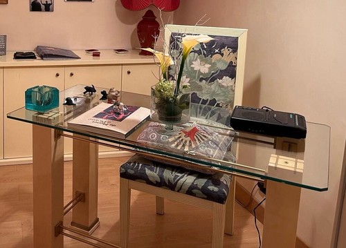 Scrivania con piano vetro - scrivania,