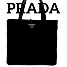 Borsa tote PRADA in nylon nero