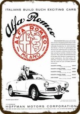 1960 ALFA ROMEO GIULIETTA SPIDER auto look vintage REPLICA DECORATIVA INSEGNA METALLO
