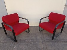 COPPIA DI POLTRONE ARFLEX DESIGN METALLO E TESSUTO ROSSO MODERNE RARE