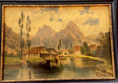 Quadro antico paesaggio - quadro, borgo