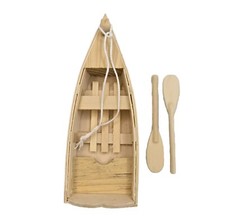 8" Canoe Wood Boat 4.5" OARS
