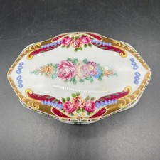 Limoges Trinket Box Gold Accent Floral Porcelain Oval Scalloped