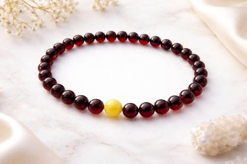 Bracciale con perle ambra - perle, d'ambra