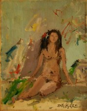 NUDO FEMMINILE BRUNO DE CERCE DIPINTO ORIGINALE OLIO TAVOLA 24X30