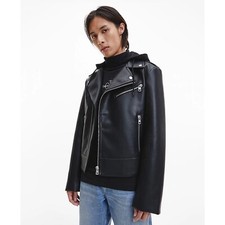 Calvin Klein Jeans Giacca estiva biker in ecopelle - Nero Taglia S Regular Fit