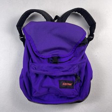 Zaino Eastpak vintage anni 90 viola nero fondo pelle USA viaggio scuola libro borsa