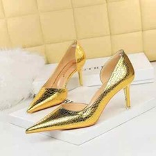 Decolte Scarpe Donna 7.5 cm Oro Lucido Comodo Eleganti Pelle Sintetica 50614