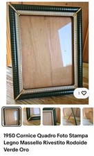 1950 Grande Cornice Foto Quadro Stampa Legno Massello Rodoide Verde 