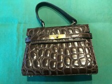 BORSA MARRONE IN STAMPA FINTO COCCODRILLO