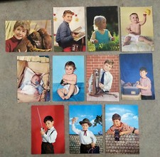 Lotto 11 cartoline bimbi bimbe vintage anni 60 bambini baby