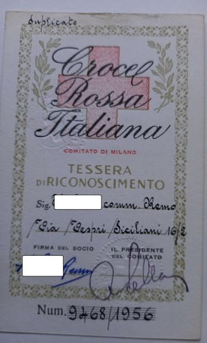 Tessera croce rossa italiana - tessera,