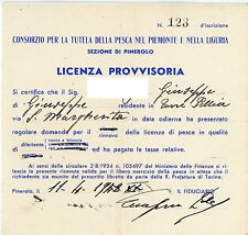 FM455_ TUTELA DELLA PESCA IN PIEMONTE E LIGURIA-Licenza provv.TORRE PELLICE 1942