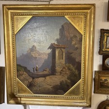 Dipinto Antico Olio Su Tela 