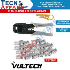 Kit Pinza Crimpatrice + 50 pezzi Connettori Plug RJ45 Vultech