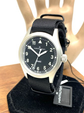 Orologio Hamilton Uomo H69401430 Khaki Field Quarzo Svizzero Quadrante Nero Nylon 38mm